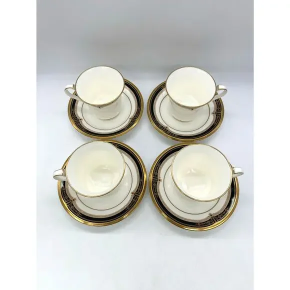 Vintage Noritake Gold and Sable 9758 Set of 4 Tea Cups & Saucers EUC Bone China - Picture 2 of 6